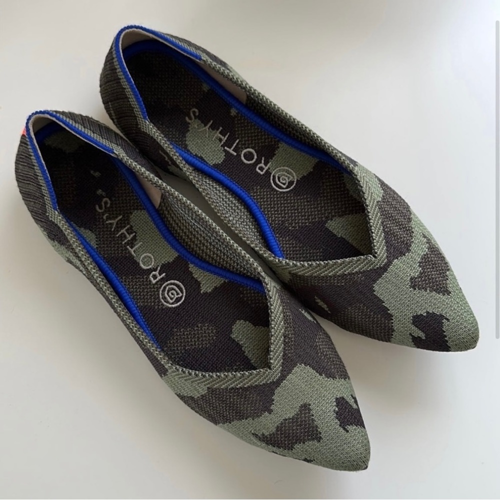 Rothy's Camouflage Flats in Green and Black